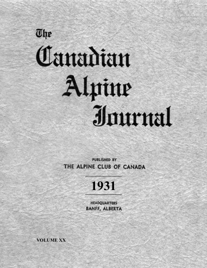 Canadian Alpine Journal 1931 cover